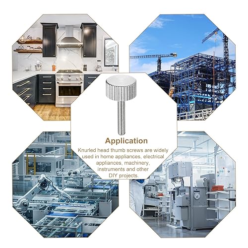 Miniatura 41 de uxcell Tornillos moleteados M3x10mm, 5 piezas de acero inoxidable 304 con cabeza moleteada plana totalmente roscada, tornillos de pulgar, pernos