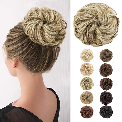 Vista 21 de MORICA Extensión de pelo sintético en forma de moño rizado y ondulado para mujeres (85H6A)