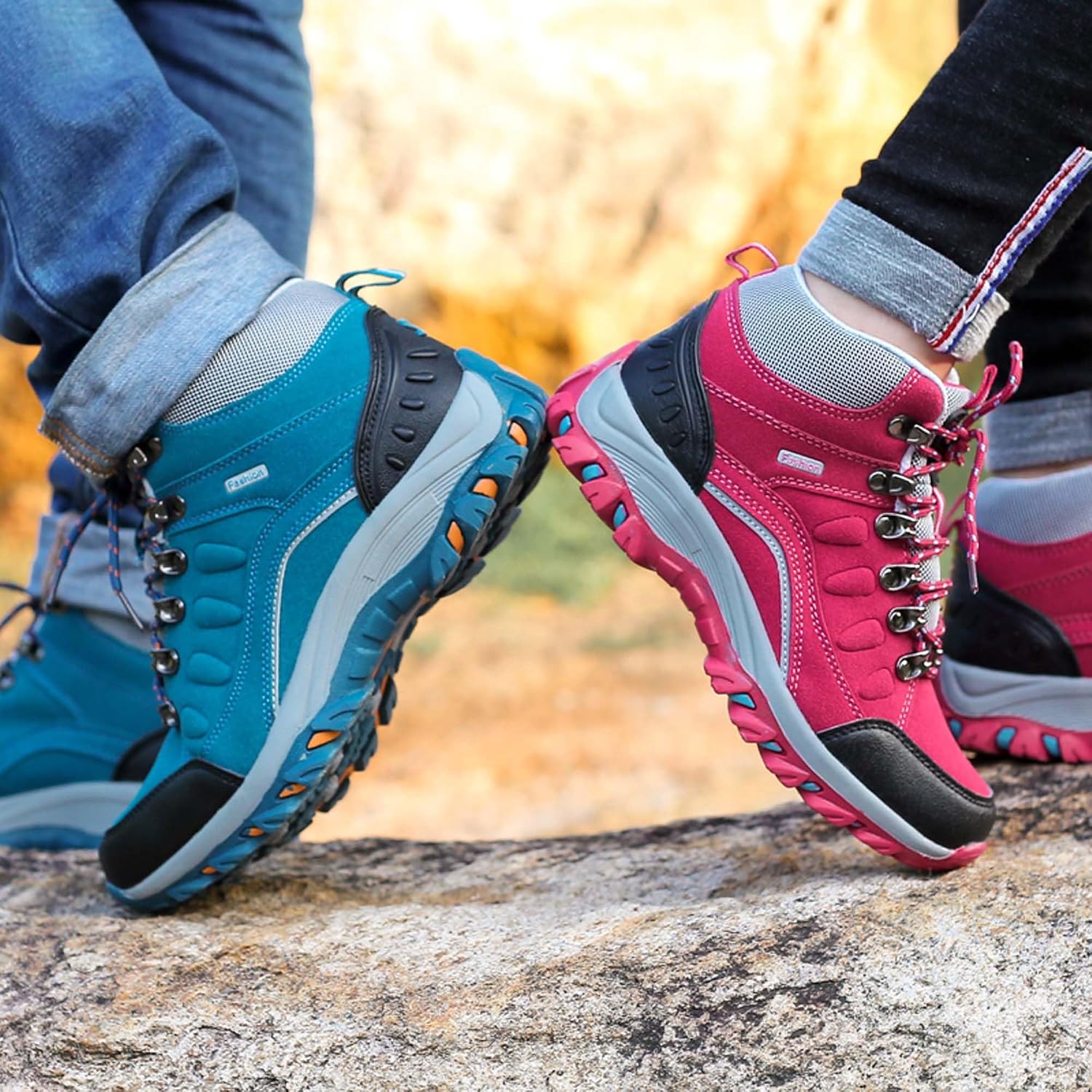 Men's Women's Non-slip Climbing Shoes Outdoor Hiking Travel Lace-up Boots Breathable Comfortable Walking Boots Rubber Outsole Non-slip Boots