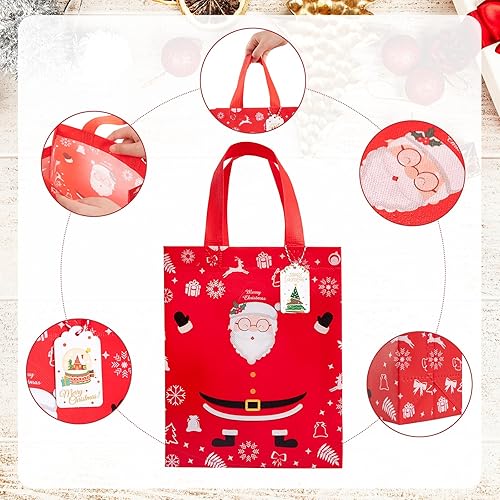 Miniatura 7 de STYPOP Pequeñas bolsas de regalo de Navidad para regalos de Navidad, 24 bolsas de regalo de Navidad no tejidas, bolsas de Navidad reutilizables,