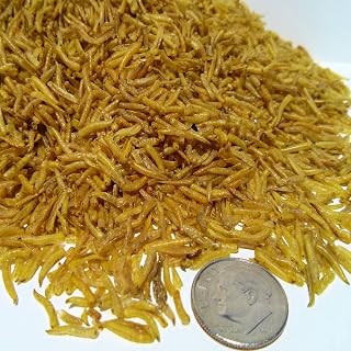 Aquatic Foods Inc. White Worms - Freeze Dried Floating White Worms APX 1/16" x 3/16" Great for Smaller Community Tropical Fish and Marine Fish, Small Reptiles...1/4-lb