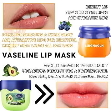 Bee Lip Balm Honey Pot Set, 6PCS Moisturizing Mask for Dry Lips, Hydrating Sleeping Tinted Balm & Daily Moisturizer