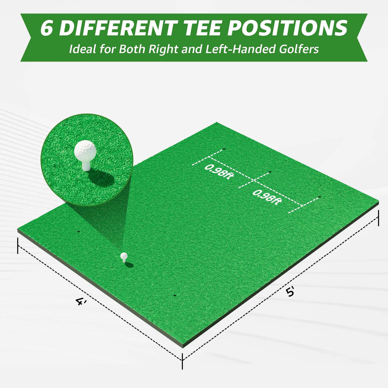 XDriveMax Golfschlagmatte, 152 x 122 cm, Golfschwung-Trainingsmatte, Chipping-Matte, Kunstrasen für drinnen und draußen, inklusive 3 Gummi-Tees für Herren/Jungen und Golfer