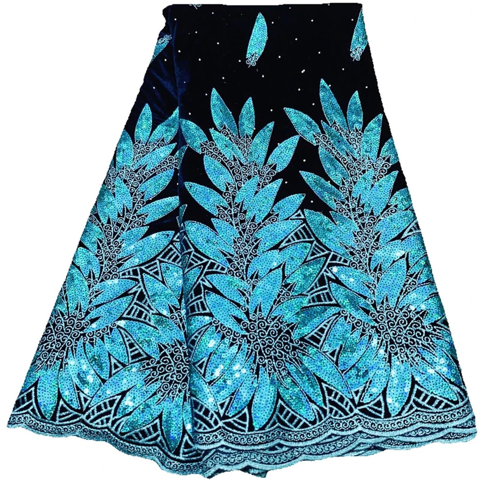 Embroidery Sequins Lace African Fabric Velvet Lace Sequins Embroidered Fabric for Sewing Quilting 5 Yards Multicolor(5)