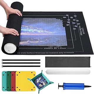 Navaris Puzzle Mat - Non-Slip Puzzle Mat for 1000-2000 Pieces - Includes 6 Coloured Sorting Trays - Puzzle Mat 1000 Pieces - Puzzle Storage Accessories