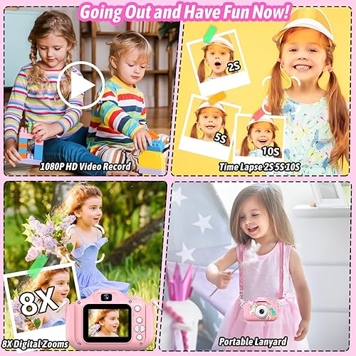 Miniatura 4 de Dwfit Cámara para selfie para niños, regalos de cumpleaños de Navidad para niños y niñas de 3 a 12 años, cámaras de video digitales HD para niños