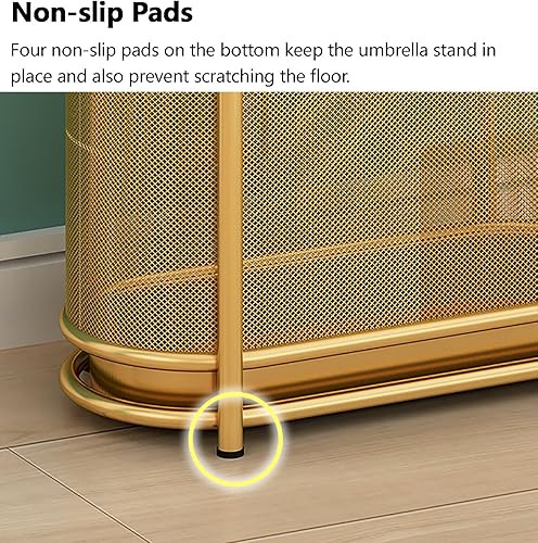 Miniatura 6 de Soporte de malla metálica para paraguas con ganchos, soporte de paraguas independiente para el hogar, entrada, oficina, hotel, estante de