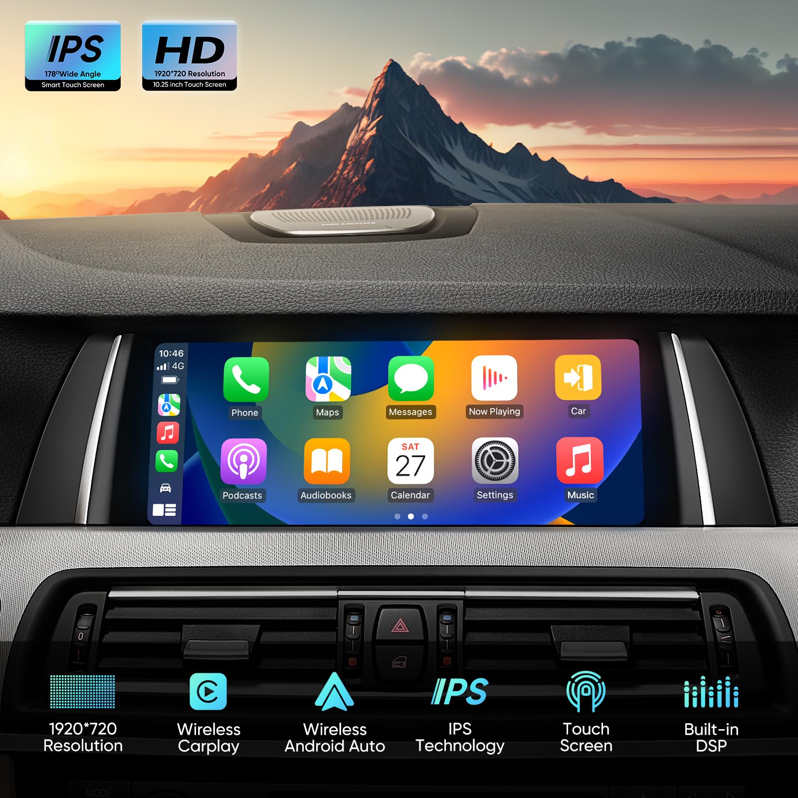 Road Top 10.25 Zoll Autoradio Touchscreen Wireless CarPlay Android Auto für BMW 5 Series F10/F11