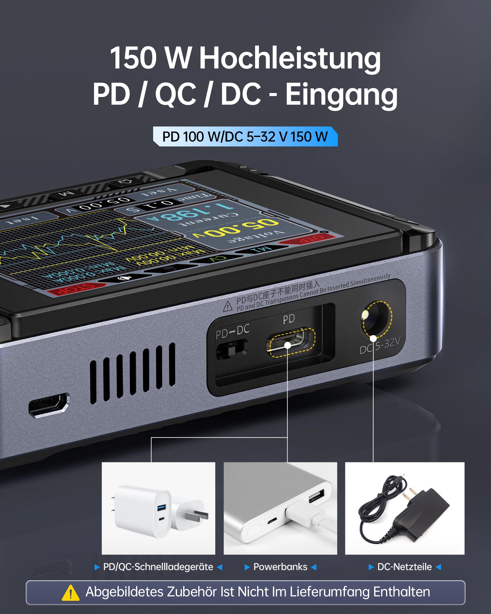 FNIRSI DPS-150 DC Netzteil Variabel, 30V 5A Einstellbares DC CNC Netzteil mit 4-stelligem IPS Display, <20mV Power Ripple, PD/QC/DC Eingang, PC Programmierbares Schaltnetzteil (KEIN Netzadapter)