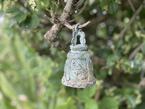 Miniatura 3 de Campana de templo tailandés hecha a mano, campana de elefante de la suerte de latón, campana budista colgante de Tailandia, bronce fundido