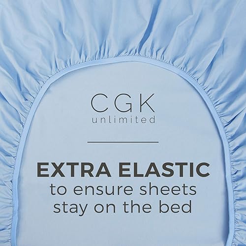 Miniatura 4 de CGK Unlimited - Sábana bajera ajustable, se adapta a colchones de hasta 16 pulgadas, extrasuave, sin arrugas, transpirable, tamaño individual, azul