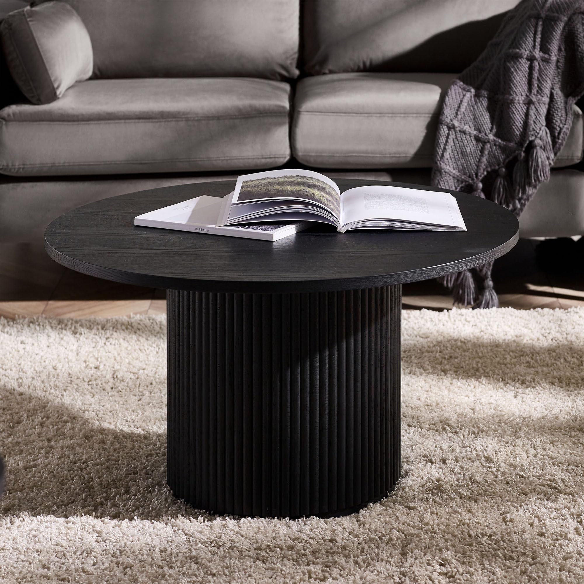 Julian Bowen Black Louis Fluted Round Coffee Table