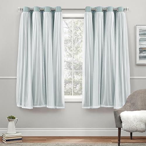 Miniatura 30 de TOWN & COUNTRY LUXE Talia - Cortinas interiores de doble capa, transparentes y opacas para oscurecer la habitación, ojales en la parte superior,