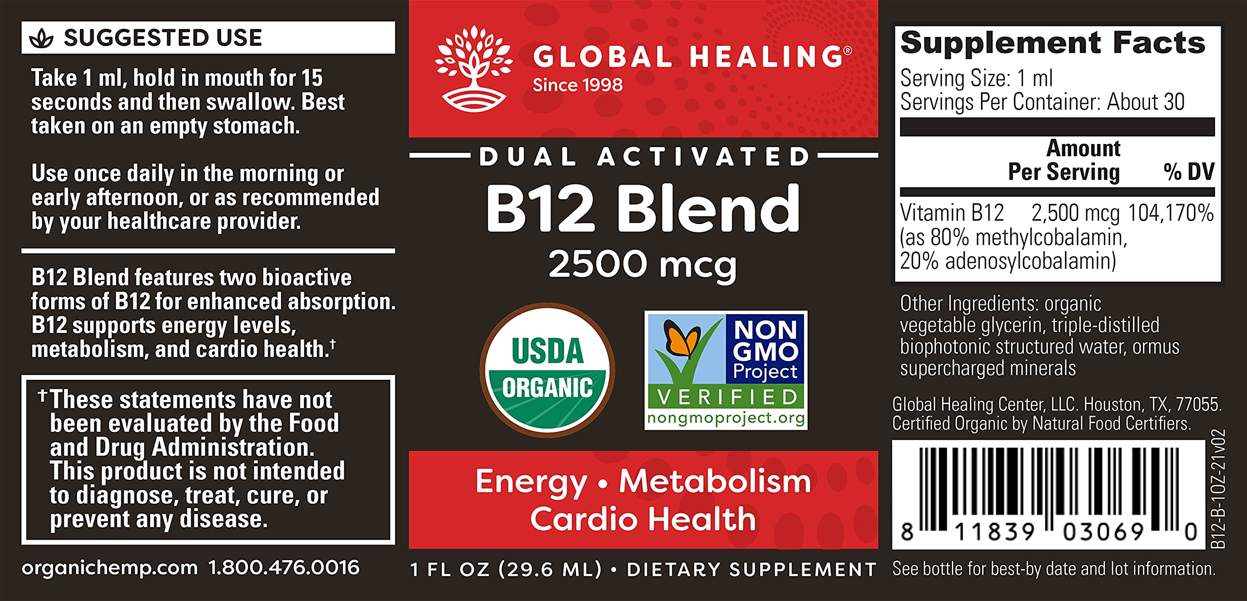 Global Healing Center Vegansafe B12, 2500 mcg Gotas lí...B00RXEW7R0
