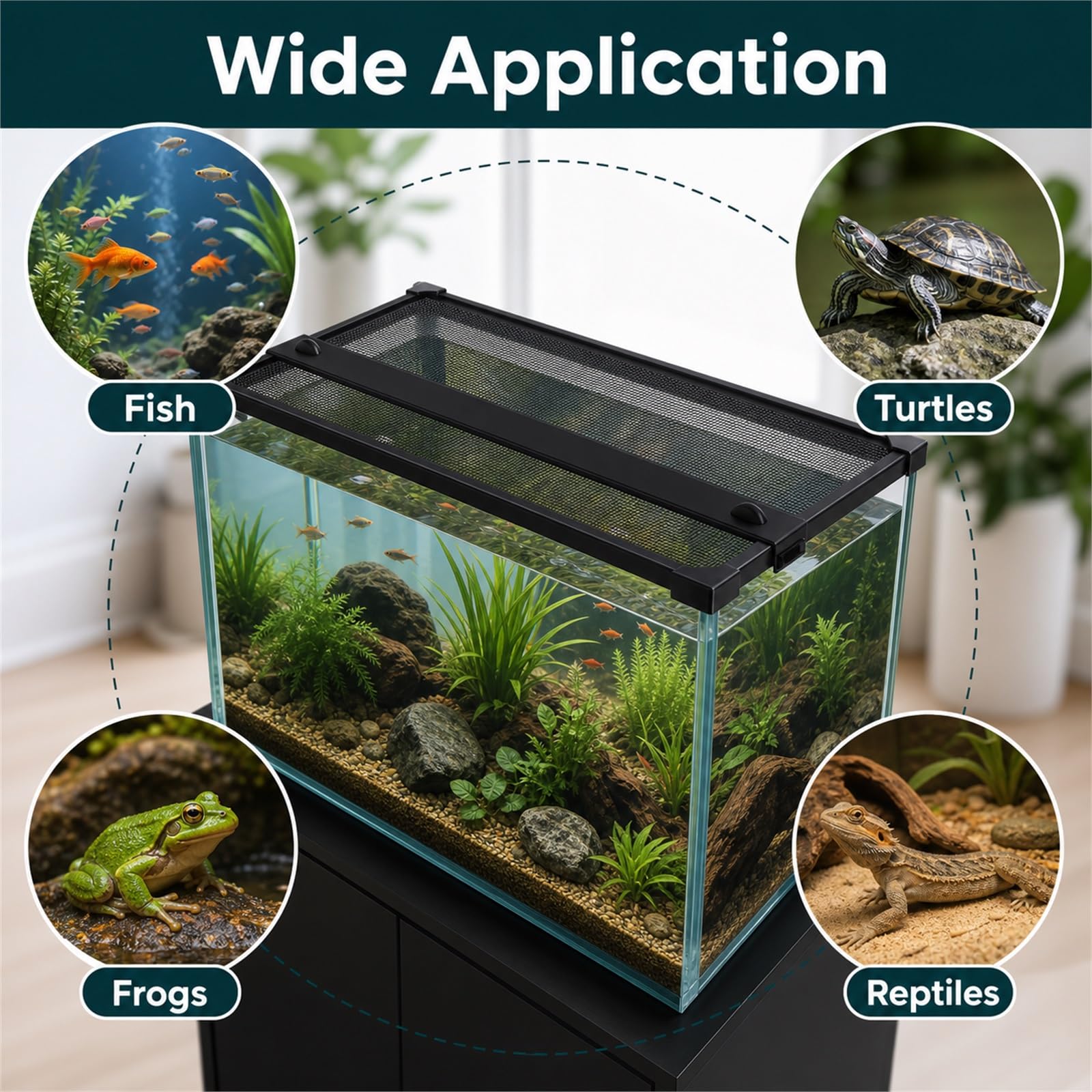 Couvercle MagnéTique pour Aquarium,Couverture Anti-Saut D'Aquarium,Couvercle De RéServoir De Poisson,Ajustement Serré,EmpêCher Les Animal Aquatiques De Saut Hors De l'eau