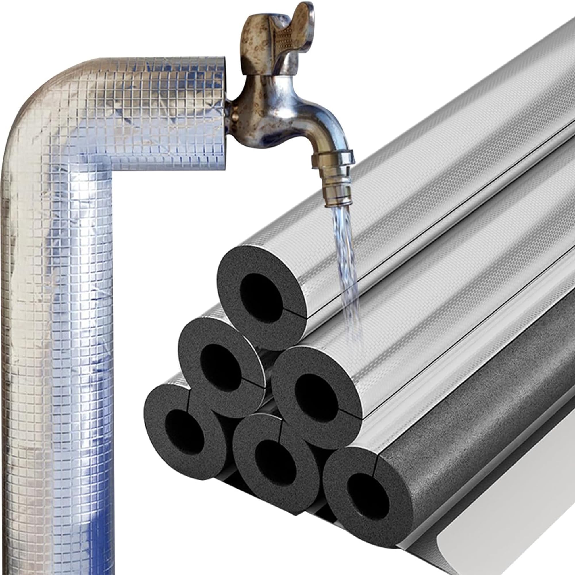 Guaina Isolante In Gomma Tubo Isolante Antigelo Per Esterni Isolante per Tubature Autosigillante Impermeabile Tubi dell'Acqua Calda e Fredda Guaina Isolante per Tubi Condizionatore (ID)133mm x (T)30mm