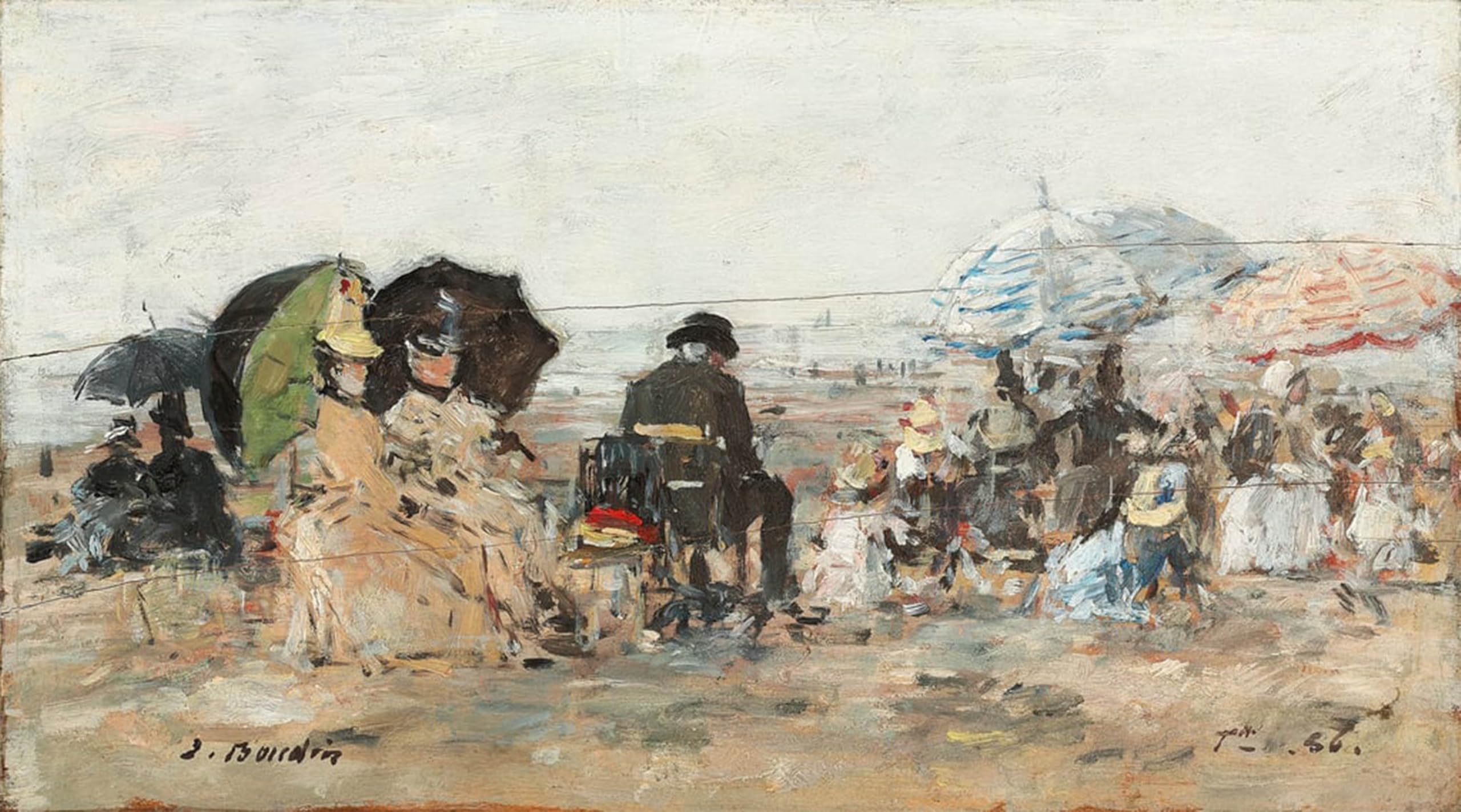 ARTXLXXBN Famous Print Painting Colorful Art Print Trouville Beach Scene Trouville Beach Scene by Eugene Louis Boudin Canvas Art Decorations for Home Decor 60x90cm