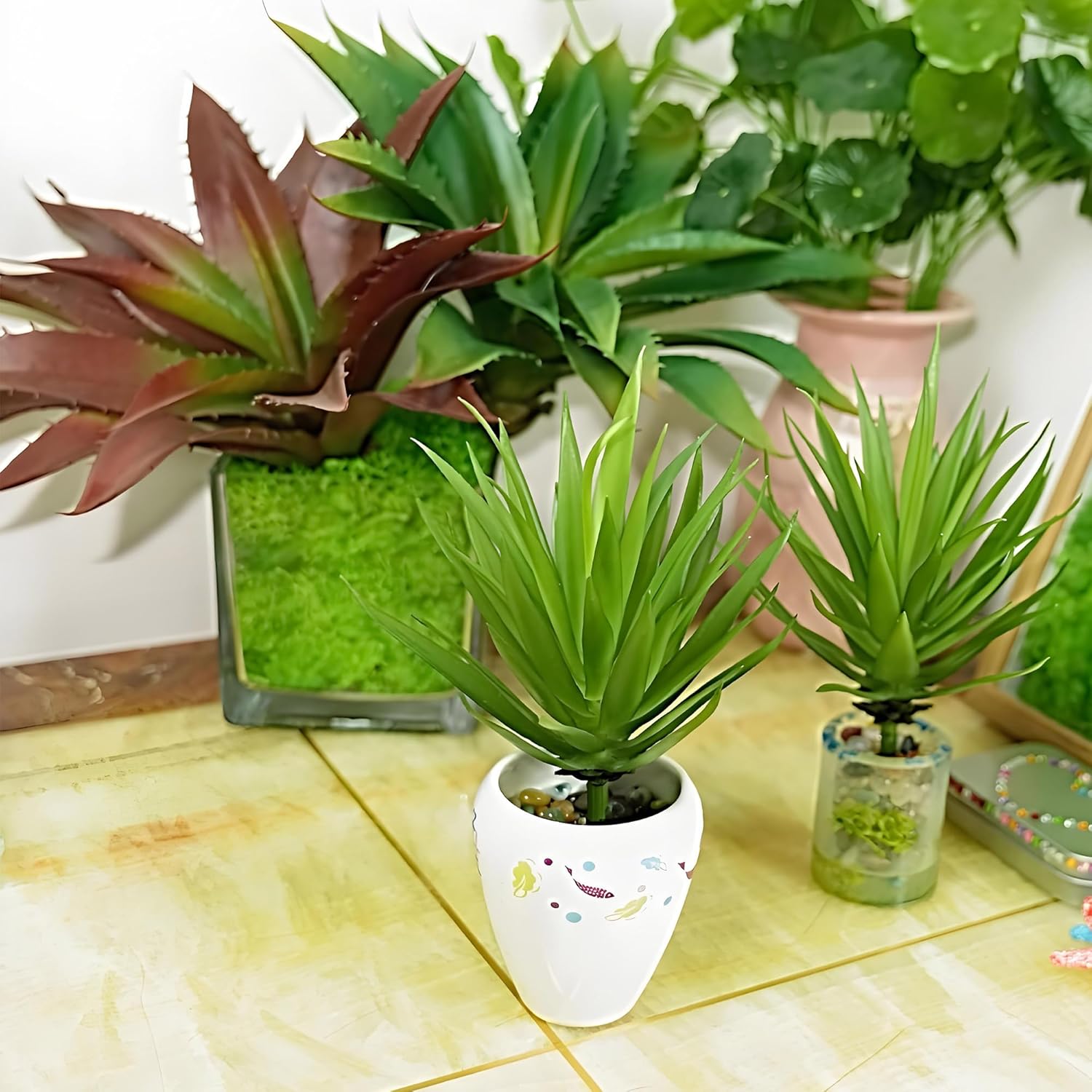 Realistic Artificial Succulents-Faux Yucca, Agave Plants, and Gladiolus Zero Maintenance, Plastic Flowers,Water-Free Plants for Bathroom Vegetation,Greenery for Home Office Decor - Image 5