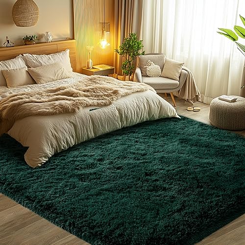 Vista 118 de Alfombras para dormitorio de niñas sala de estar: alfombra de área peluda de 5 x 7 para sala de juegos de niños, alfombra peluda de felpa pastel