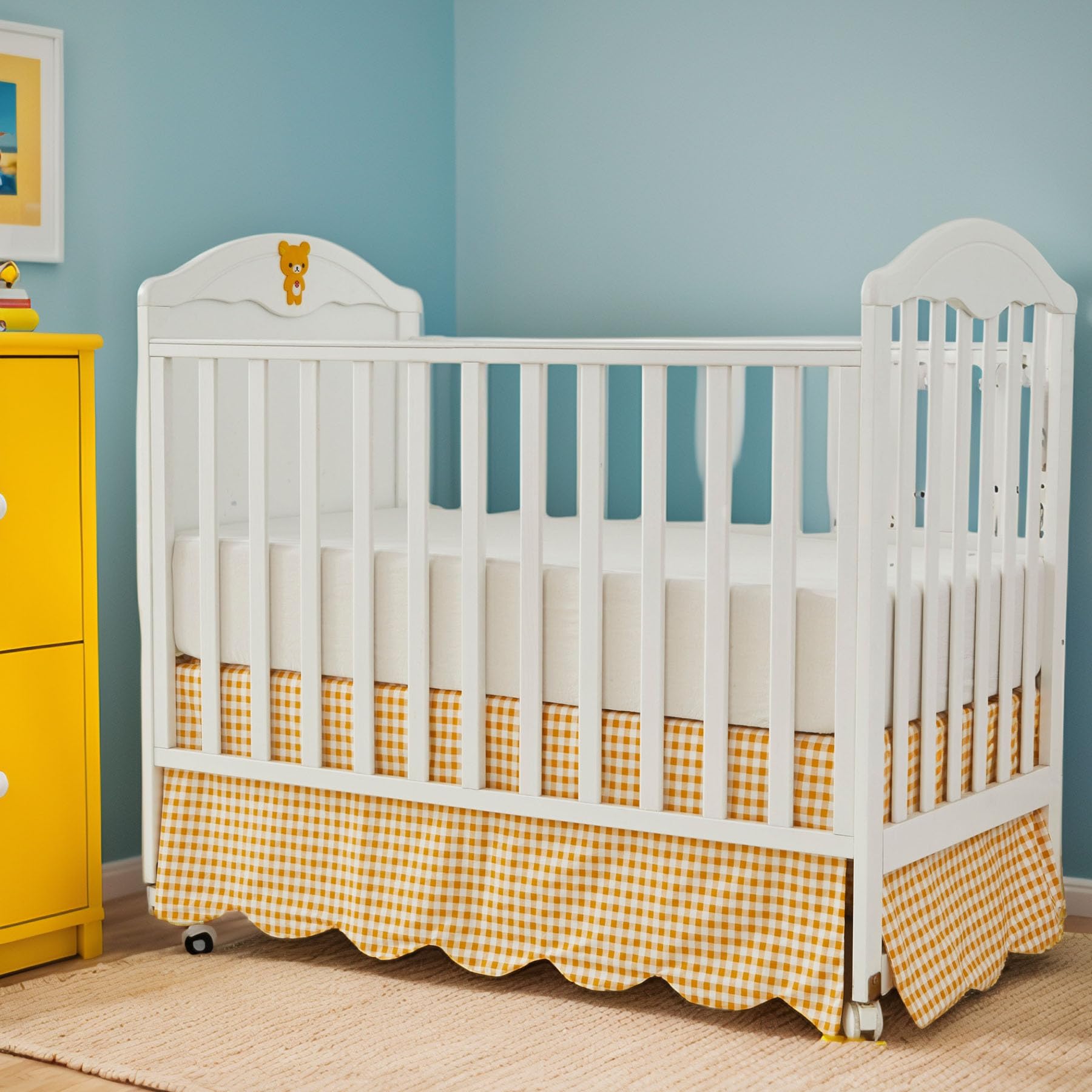 Amazon.com : Brandream Scallop Edge Cotton Crib Skirt, Baby Boy
