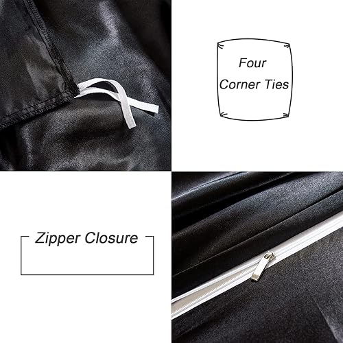 Vista 63 de HOdo Home Funda de edredón de satén, tamaño Queen, 3 piezas, funda de edredón similar a la seda, ultra suave y transpirable, juego de ropa de cama