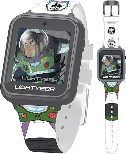 Accutime Disney Toy Story Buzz Lightyear - Reloj inteligente con pantalla táctil de aprendizaje educativo blanco para niños, niñas, niños pequeños,