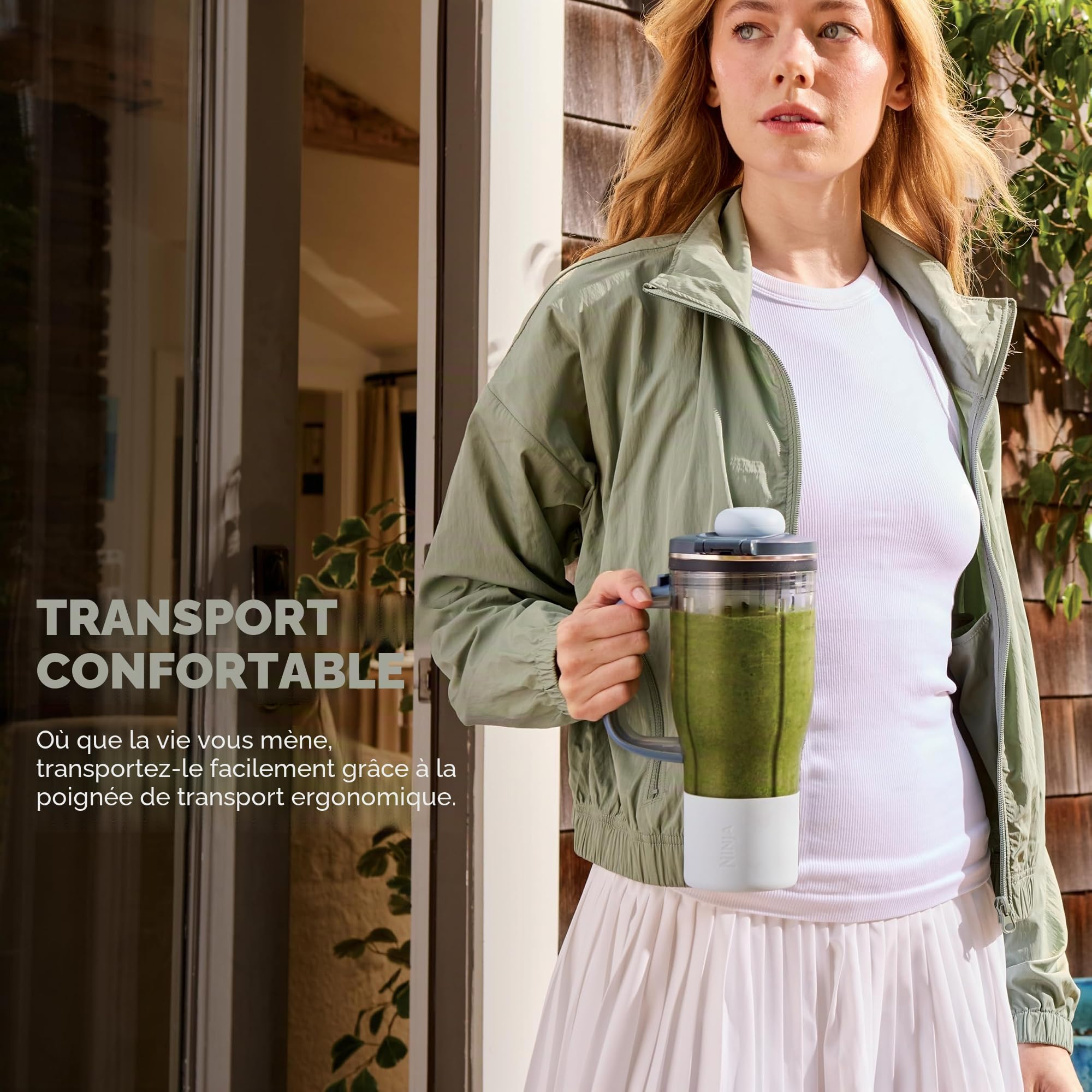 Ninja Blendboss DB351PK1BRN | Mélangeur personnel pour smoothies et boissons glacées – Tasse de voyage de 750 ml avec couvercle anti-fuite, bec verseur à bec verseur et paille amovible, technologie