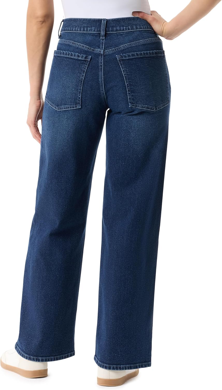 Gloria Vanderbilt Women's Standard Relaxed Zip Front 5 Pocket Wide Leg Jean
