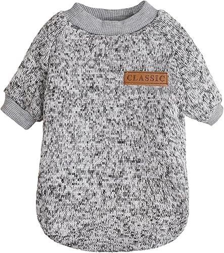 Miniatura 5 de Jecikelon - Ropa para mascotas, suéter suave, cálido y grueso, suéter de invierno para perros (talla M, color gris)