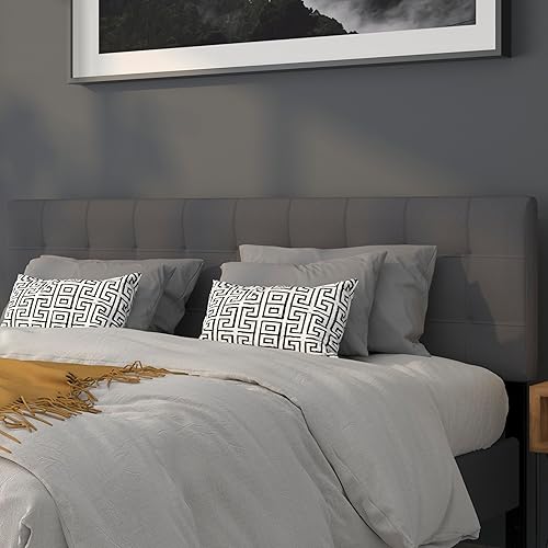 Miniatura 29 de EMMA + OLIVER Cabecero acolchado capitoné tamaño Queen en tela gris oscuro Gris-oscuro,Beige,Marrón oscuro,Gris,claro,Blanco,Negro