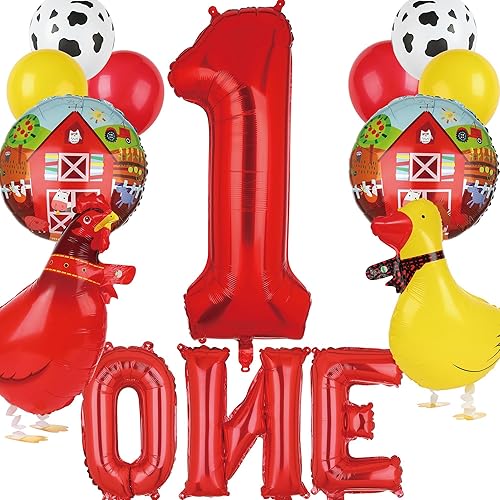 Globos de animales de granja, globo de vaca cerdo, tema de animales de granja, suministros de decoración de fiesta de primer cumpleaños, globos de
