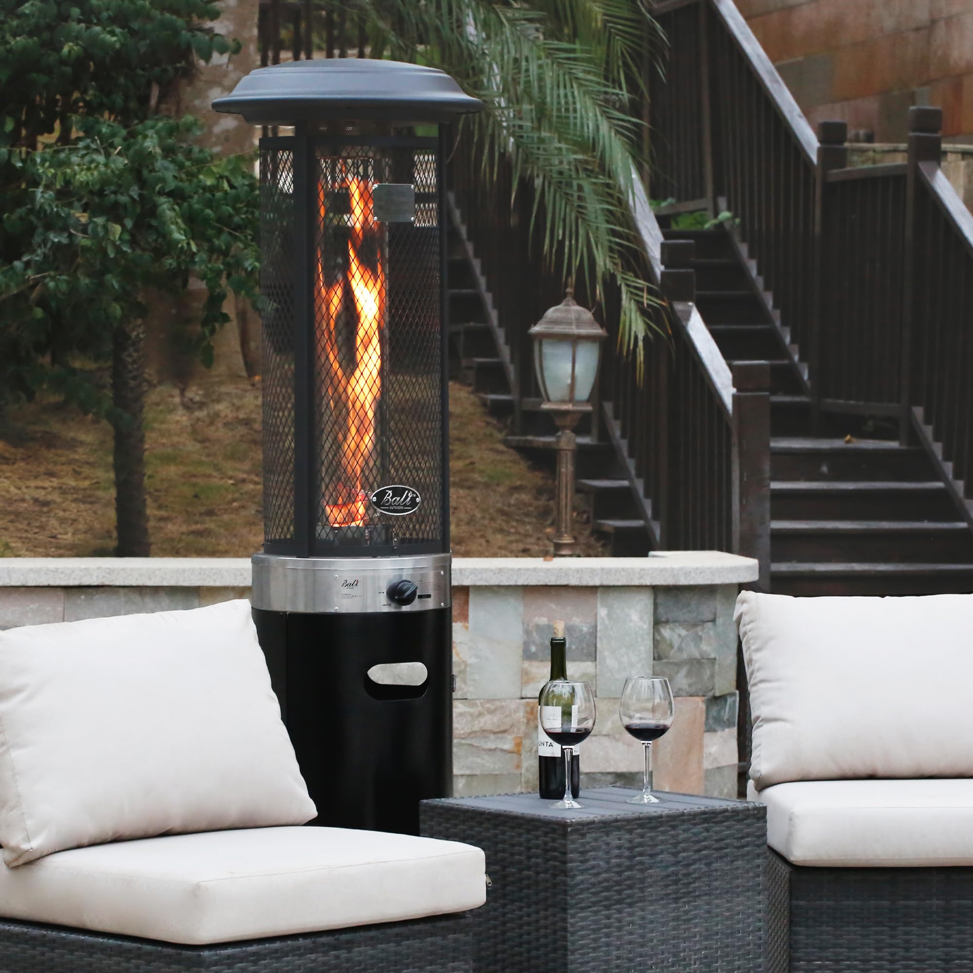 BALI OUTDOORS Chauffage de terrasse 11KW gaz extérieur mobile avec housse de pluie