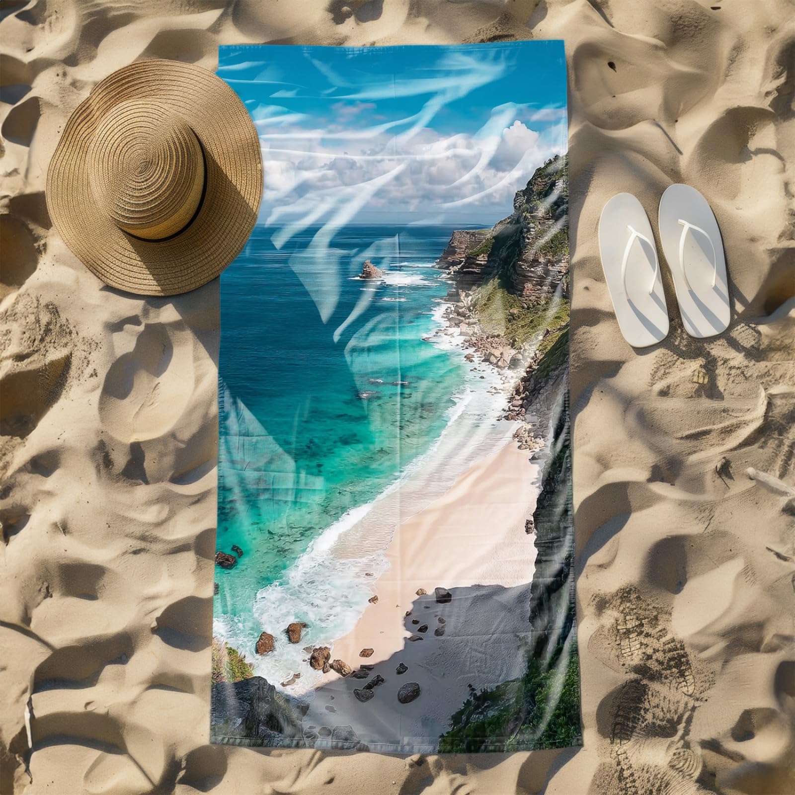 Genérico Toalla Playa Grande Mar Verde Microfibra Secado Rápido Oversize Toalla Sin Arena Súper Ligera Piscina Camping Picnic Yoga Gimnasio Y Deportes Viaje