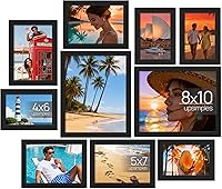 upSimples 10 Pack Black Picture Frames Collage Kit - Multi Sizes 8x10 5x7 4x6 for Gallery Wall or Tabletop Family Photo Display