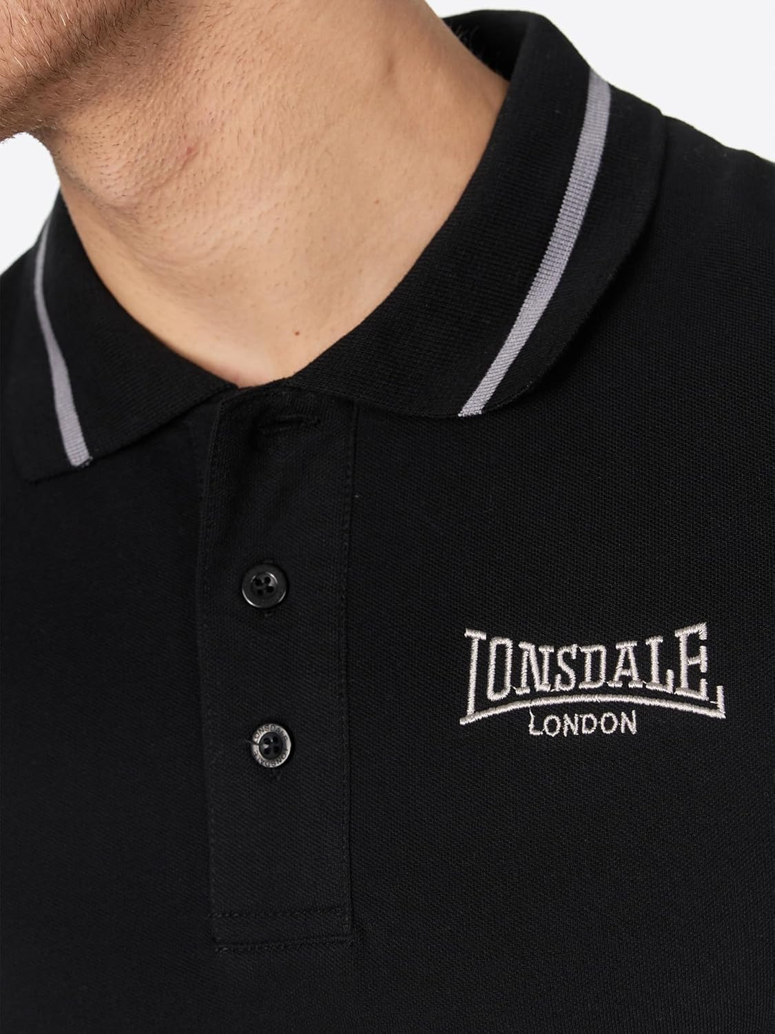Lonsdale Men Polo Shirt Causton, Color:Black, Size:3XL