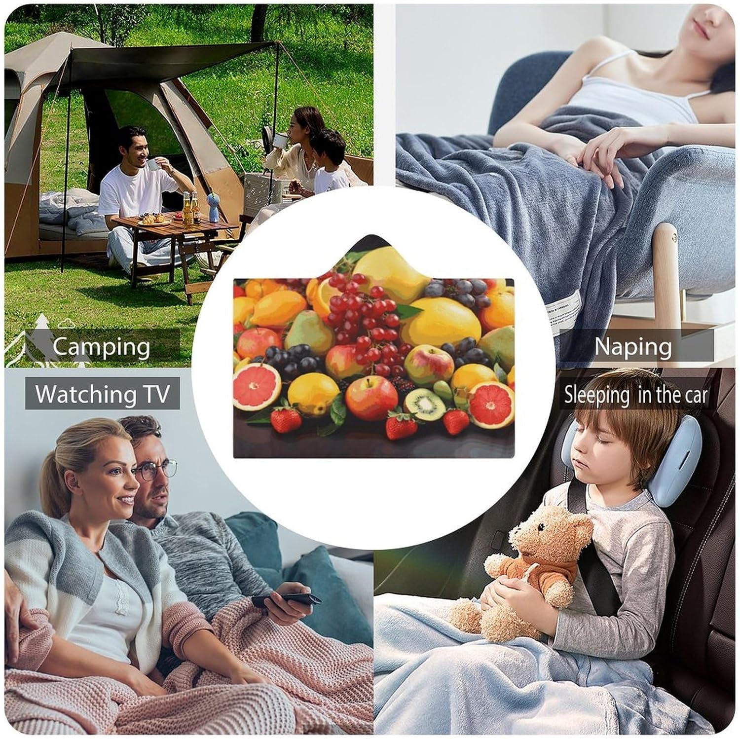 Fresh Fruits Hooded Blanket Cozy And Functional,Wearable Blanket Hoodie for Women Men,Blanket Poncho Presents40 x50