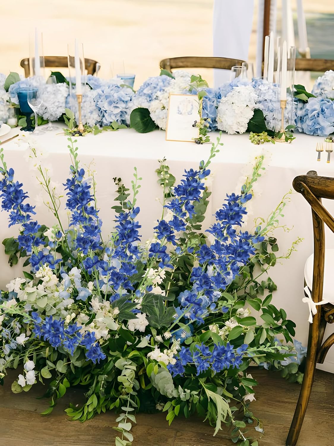 Blue Delphinium Artificial Flowers,8PCS Faux Delphinium Bulk 33.5'' Long Stem Larkspur Silk Flowers for Tall Vase Table Centerpieces Wedding Home Garden Decor(Navy Blue) - Image 2
