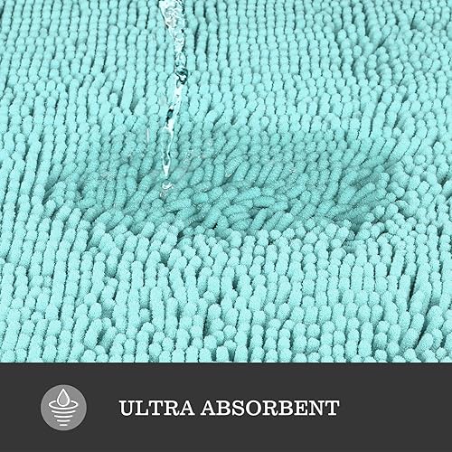 Miniatura 4 de Yeaban 2 tapetes de baño, de felpilla gruesa, absorbentes y lavables, antideslizantes, afelpados y suaves para baño, ducha y fregadero, 17 x 24 + 20