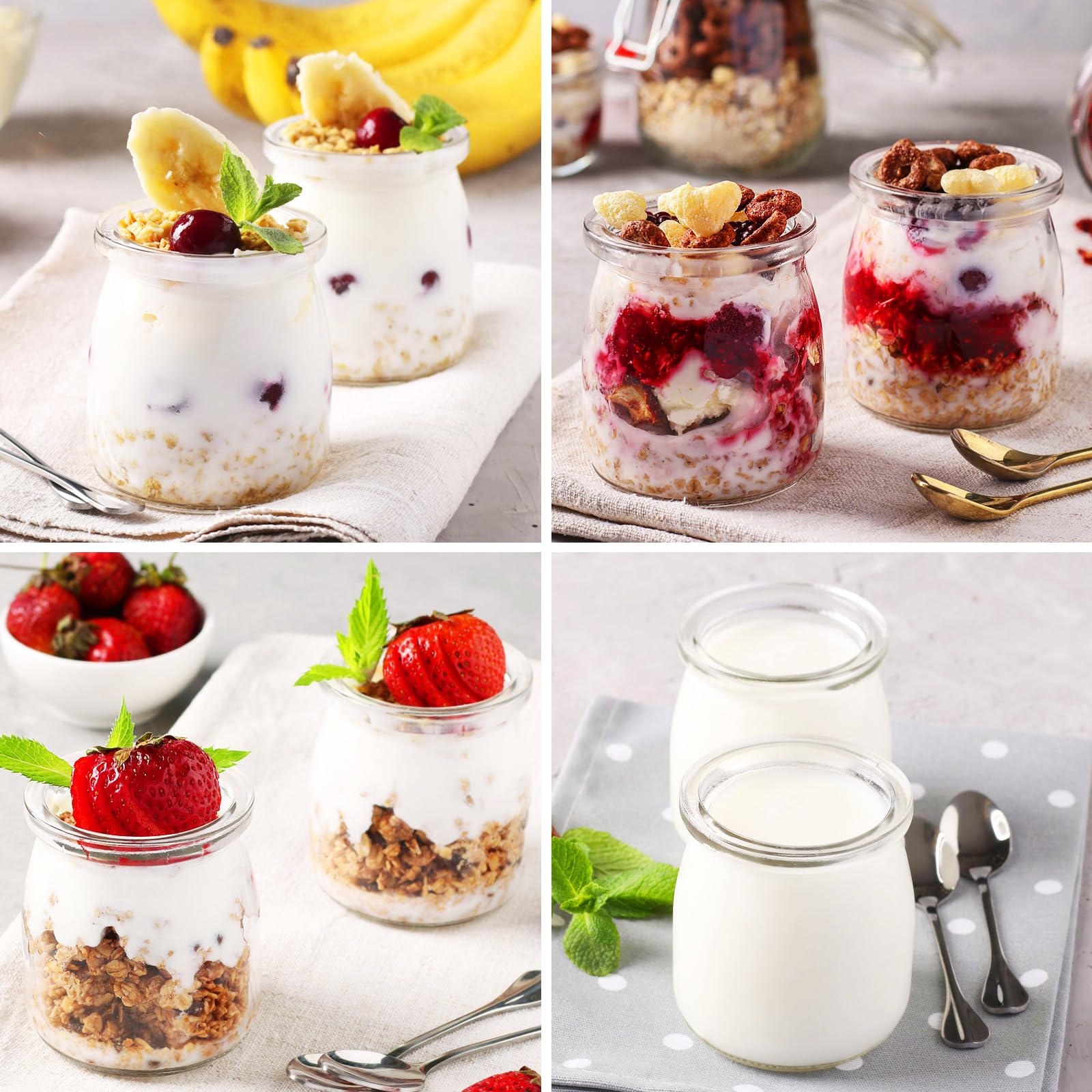 15 Stuks Helder Glazen Potten Met Glazen Deksels Yoghurt Container Pudding Potten Met Deksel Voor Jam Jelly Melk Feestartikelen-200ml