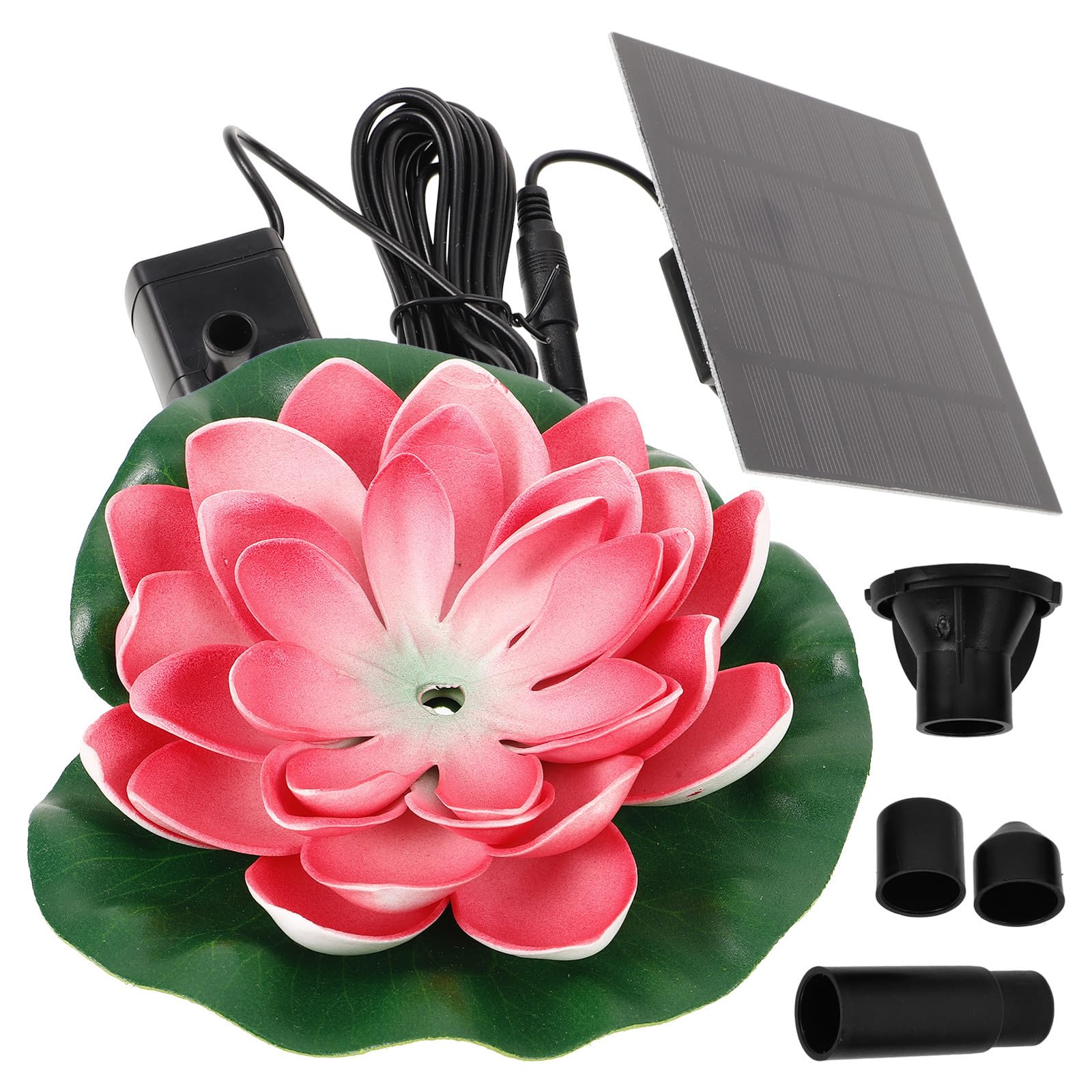 Fontaine solaire flottante facile à nettoyer avec panneau en silicium et lotus décoratif