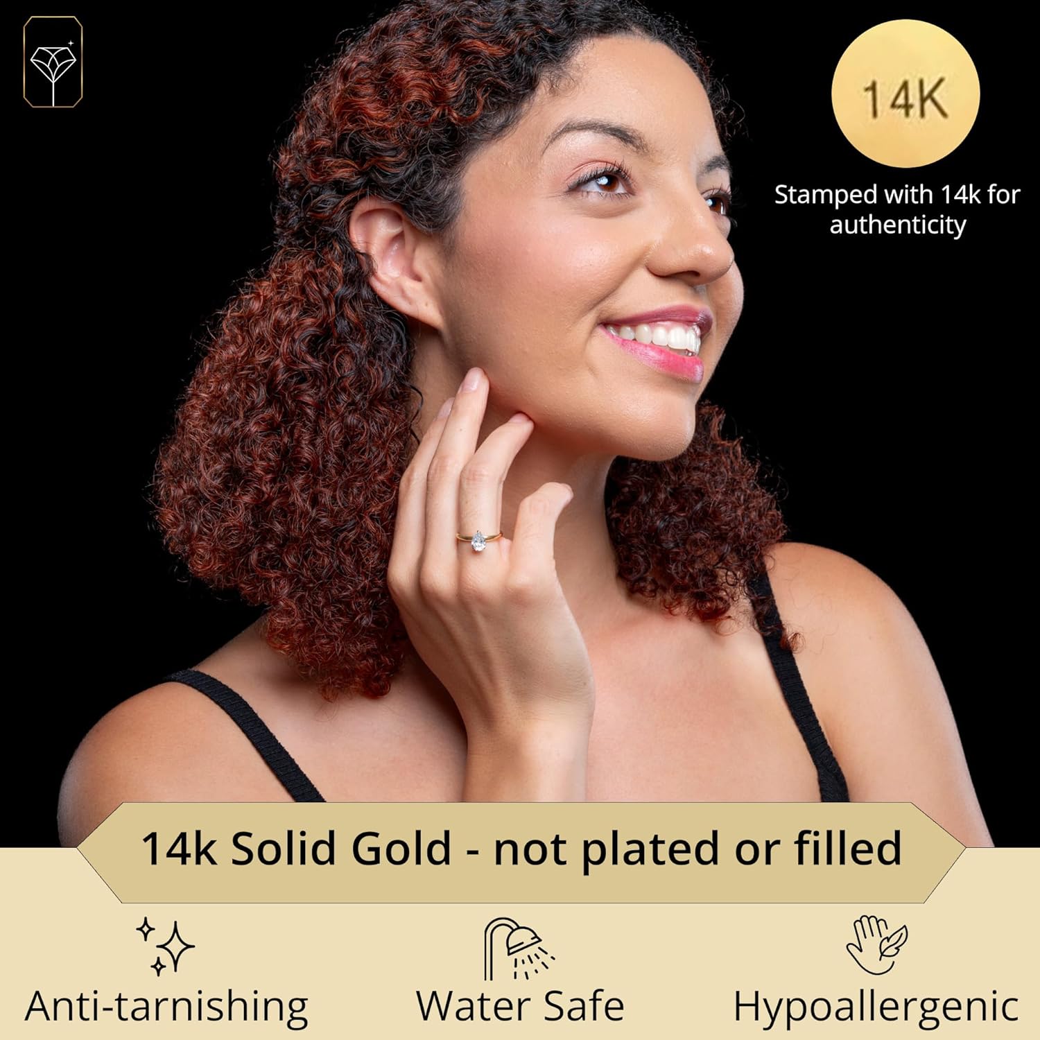 MAX + STONE 1.7 Carat Pear Cubic Zirconia Solitaire Engagement Ring for Women | 14k Gold Engagement Ring | Simulated Diamond Ring | Yellow Gold CZ Engagement Ring - Image 2