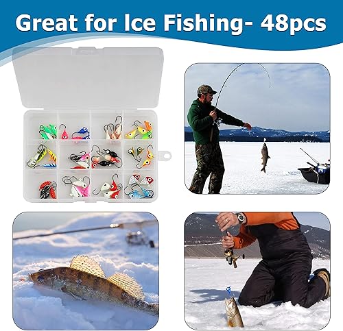 Miniatura 8 de Ice Fishing Jigs Kit Ice Fishing Lures Set Jigs Head Hooks for Walleye Panfish Crappie Perch Winter Ice Fishing Gears Ice Fishing Tackle Box