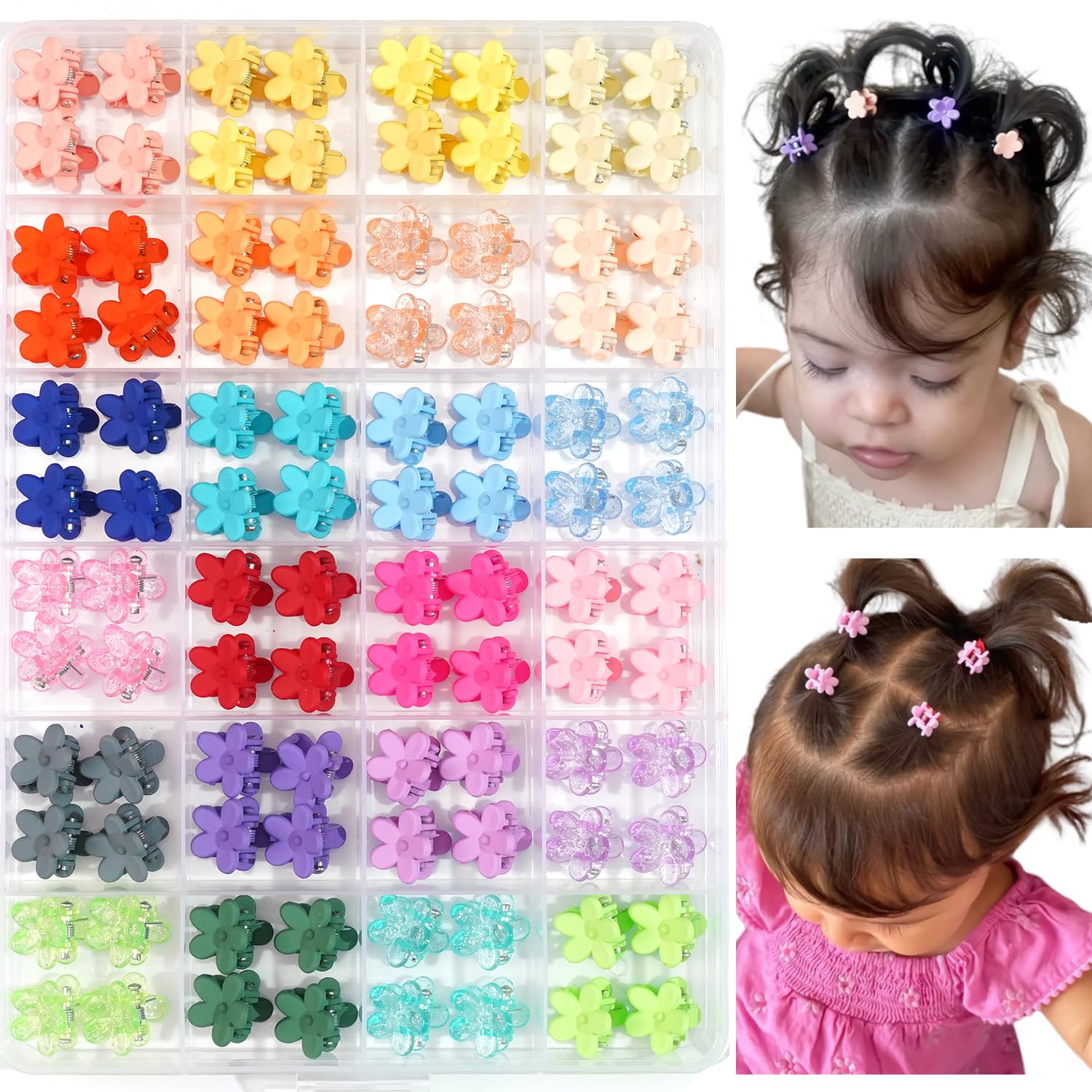 CÉLLOT 96 Pieces Little Baby Girls Hair Bangs Mini Hair Claw Clip Hair Pin Hair Accessories Clips for Girls,Teens, Kids, Toddlers Children(with Plastic Organizer Box)