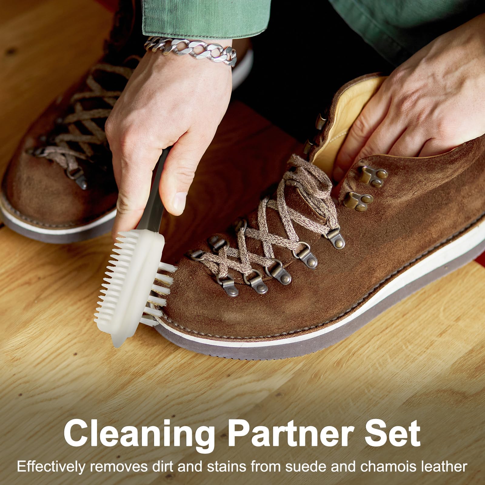 AiQInu Brosse à Chaussures en Daim 3 Pièces Brosse à Daim, Brosses à Chaussures, Brosses en CRIN de Cheval, Multi-usages pour Nubuck, Cuir de Vachette