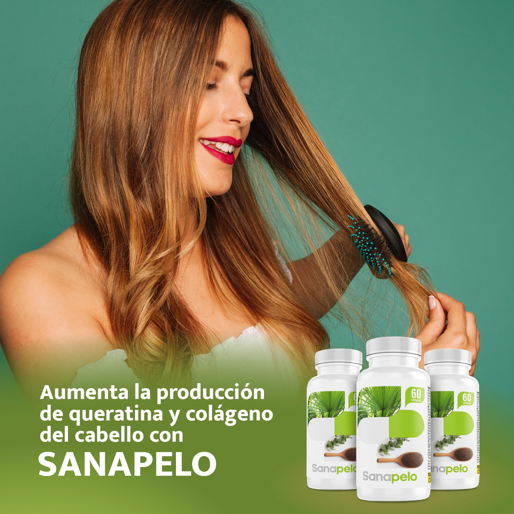 Sanapelo–Cápsulas Anticaída pelo|Con Saw Palmetto,Biotina,Zinc | Pygeum Africanum,Té verde-Ayuda a fortalecer el pelo,evitar la caída y mejorar la circulación-SANACAPS(3 Botes)