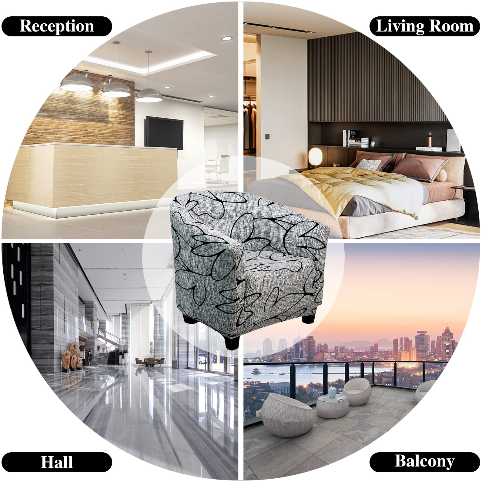 VanderHOME Copripoltrona Chesterfield Elasticizzato 1 Posto, Antiscivolo E Lavabile, Per Soggiorno E Bar, Beige/marrone - 2
