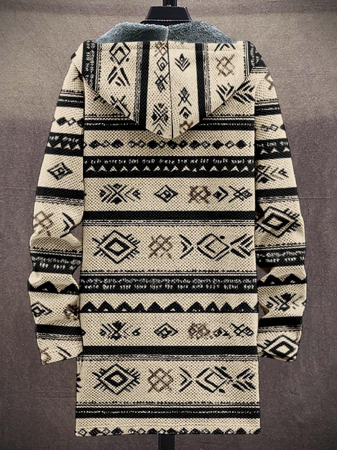 Men's Autumn/Winter Fleece Jacket Vintage Fashion Zipper Jacket Fun Artistic Plant Print Graphic Sweatshirt - Image 3