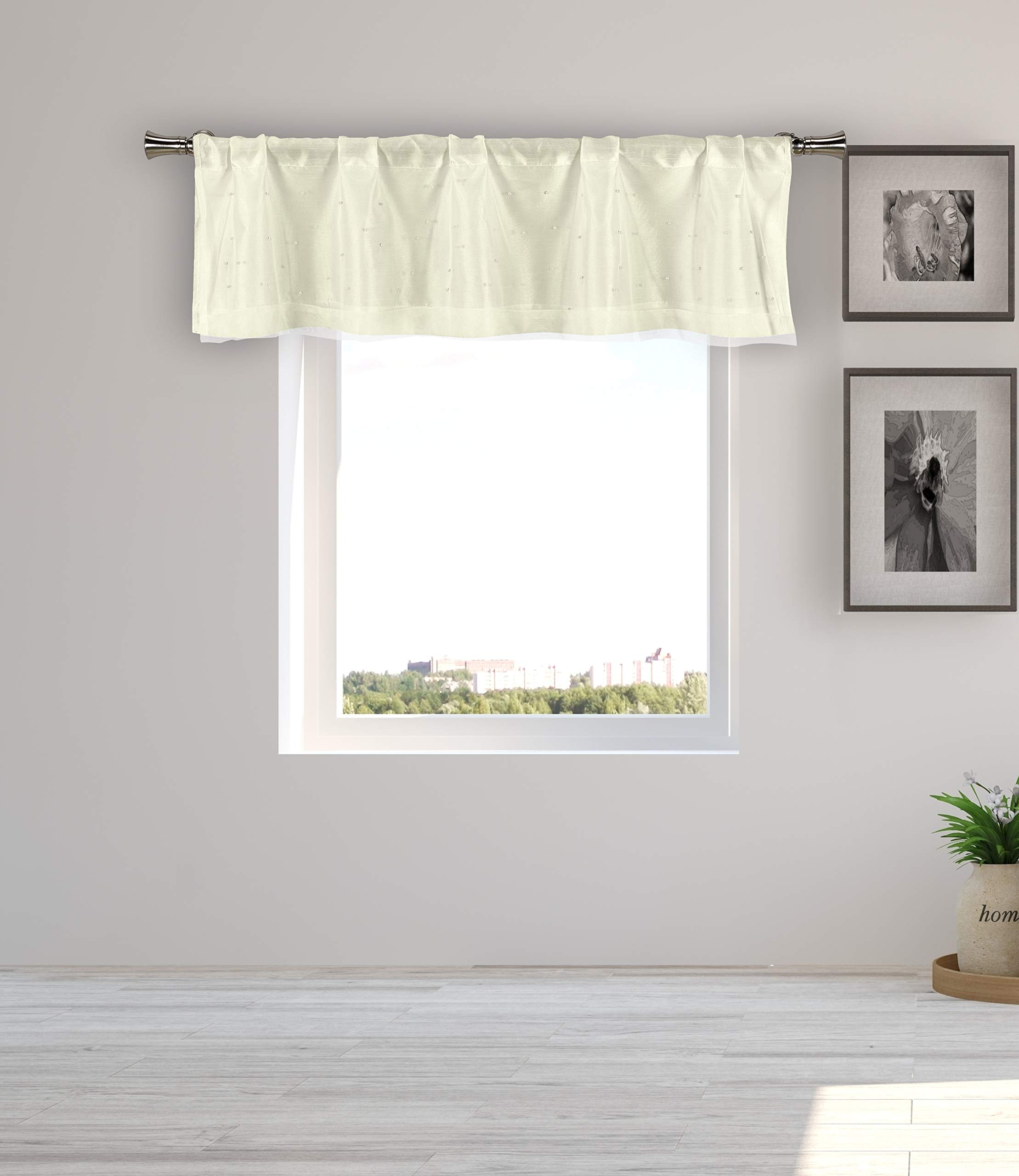 Duck River Textile Kitchen Curtains and Valances Set, Ivory, 29x36 (2 Piece)
