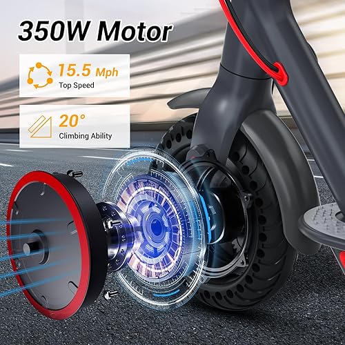 Miniatura 9 de Electric Scooter Adults Teens, 500W Peak Motor, 20 Miles Range, 15.5Mph eScooter, 8.5" Tires, Dual Braking System, Portable Folding Commuting
