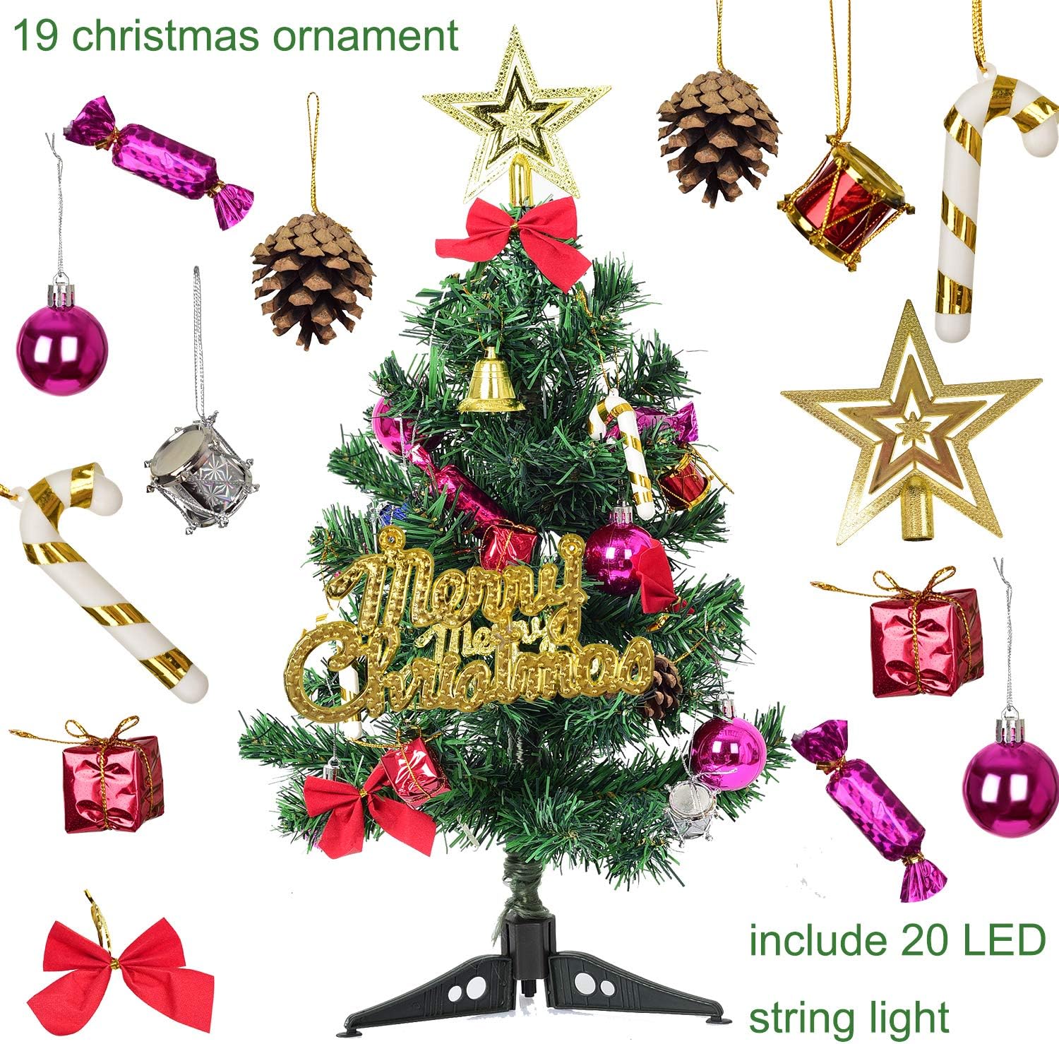 Buy Artiflr Tabletop Christmas Tree, 20 Inch Artificial Christmas Tree